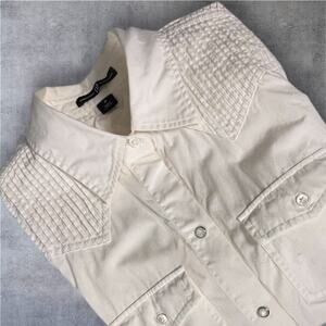 Vintage GAP White Western Pearl Snap Shirt Pintuck Yoke Y2K 2004 Medium